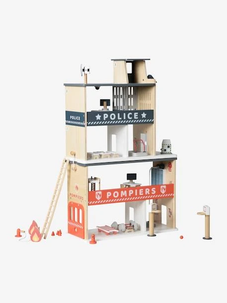Centre De Secours Poste De Police + Poste De Pompiers En Bois FSC® Blanc - Vertbaudet – Image 2