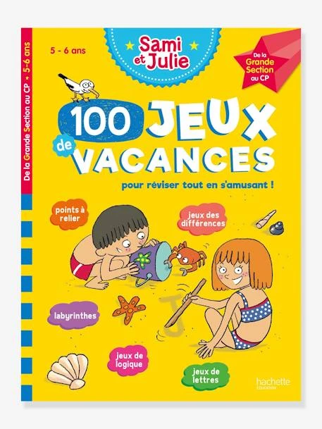 Livre éducatif Sami Et Julie - 100 Jeux De Vacances De La Grande Section Au CP - Cahier De Vacances 2021 - HACHETTE ÉDUCATION Blanc - Hachette